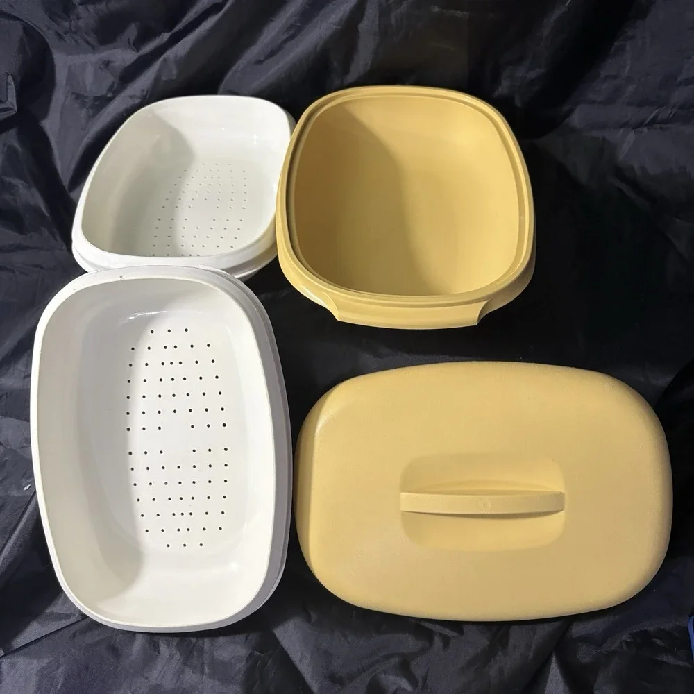 Vntg Tupperware Harvest Gold 3/4 Piece 1275-3, 1273-2, 1274-6 Microwave Steamer